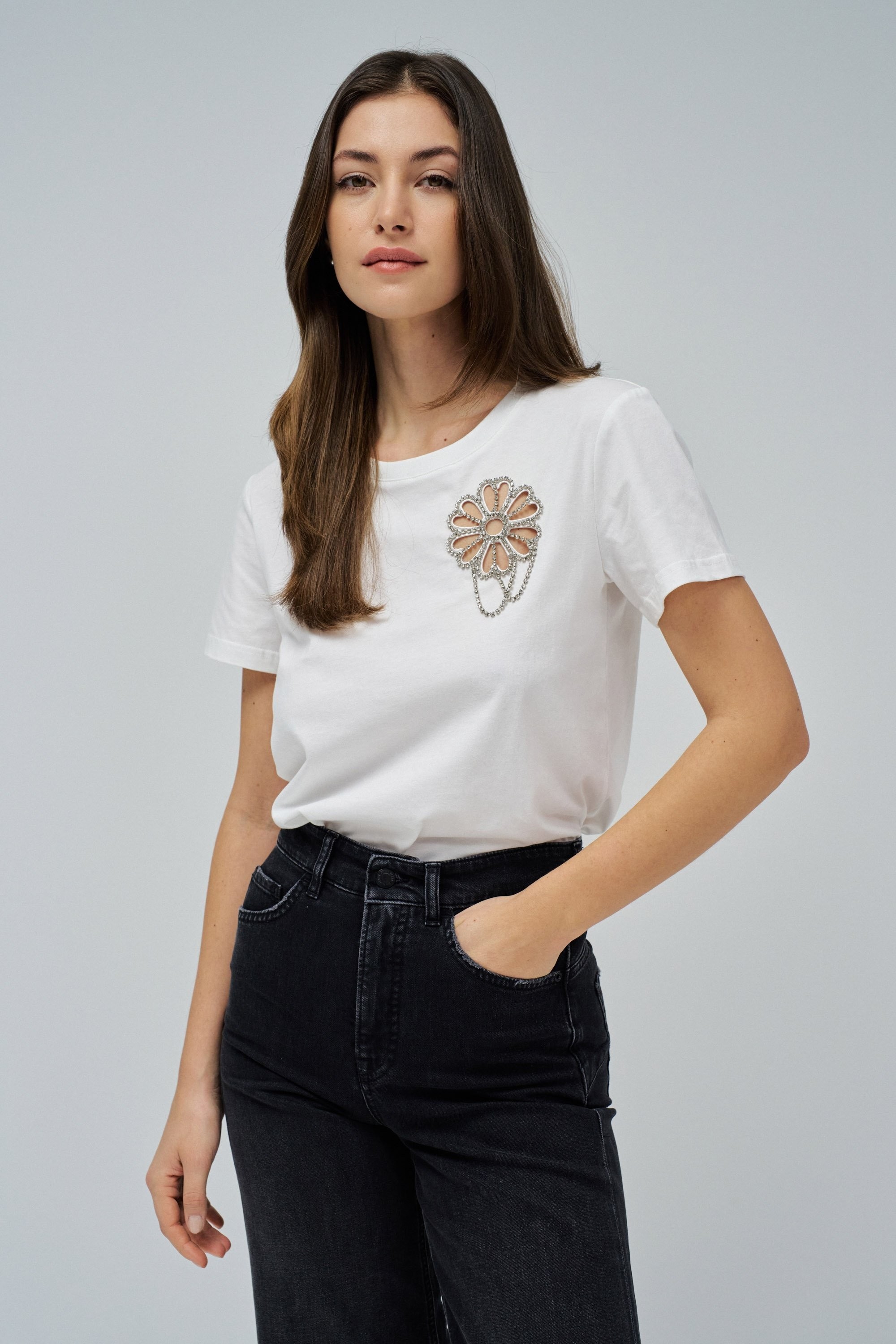 Camiseta blanco roto con estampado floral Salsa Jeans Camiseta blanco roto con estampado floral Salsa Jeans